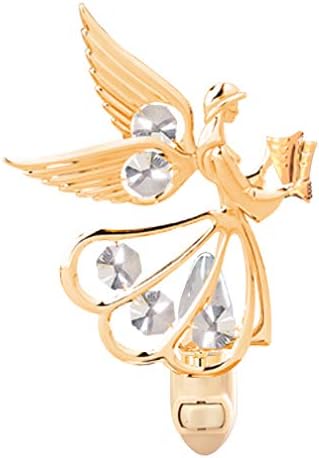 Mascot Night Light Angel with Hymnal 24k Gold Plated w/Clear Mascot Crystal - Gift, Home Décor, Ideal for Kids Bedroom, Nursery, Bathroom, Hallway nightlight Room Decoration
