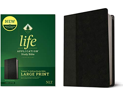 Tyndale NLT Life Application Study Bible, Third Edition, Large Print (LeatherLike, Black/Onyx, Red Letter) â€“ New Living Translation Bible, Large Print Study Bible for Enhanced Readability