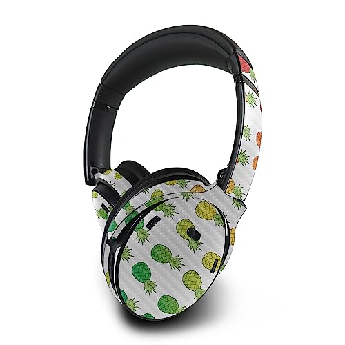 Image of MightySkins Carbon Fiber Skin Compatible with Bose QuietComfort 45 Headphones Rainbow Pineapples | Protective, Durable Textured Carbon Fiber Finish | Easy to Apply