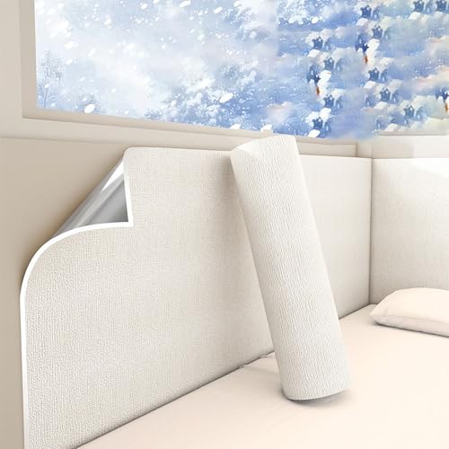 Carta da parati autoadesiva 3D, spessa riduzione del rumore, resistente all'umidità, rivestimento murale e pannelli per soffitti, bianco termico, 50 x 280 x 0,9 cm, facile da installare