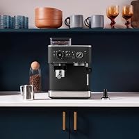 KitchenAid kaffeemaschine mit mahlwerk I Halbautomatische Espressomaschine I Heißgetränke von Espresso bis Cappuccino I Milchschäumerfür, Milchkännchen, Bohnenbehälter (Schwarz) – Ansicht 2