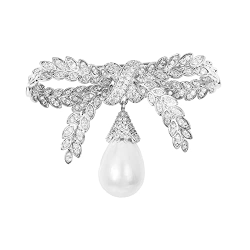 Image of Elegant Love Bow Brooch Micro Pave Cubic Zirconia Bowknot Wedding Bride Mother Brooch Pin Ribbon Shape Jewelry Brooch Breastpin