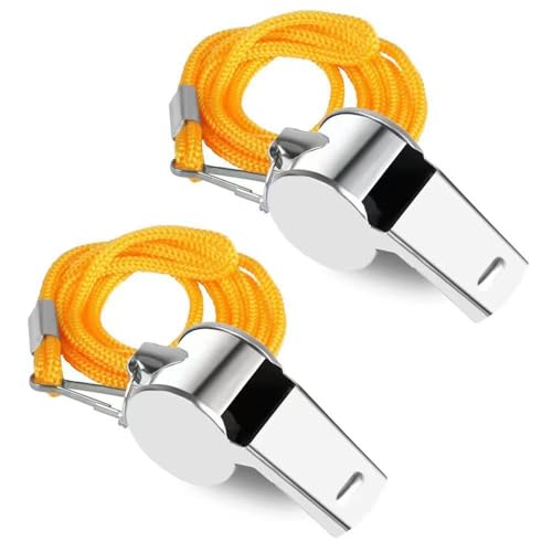 Silbatos deportivos de acero inoxidable con cordón, pack 2 miniatura 2