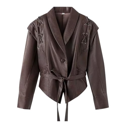 Veste en cuir pour femme automne veste bomber manteau moto noir