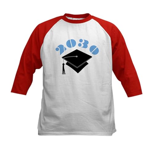 CafePress Blue 2030 Graduation Hat Logo Kids Baseball Jersey Kids Cotton Baseball Jersey, 3/4 Raglan Sleeve Shirt