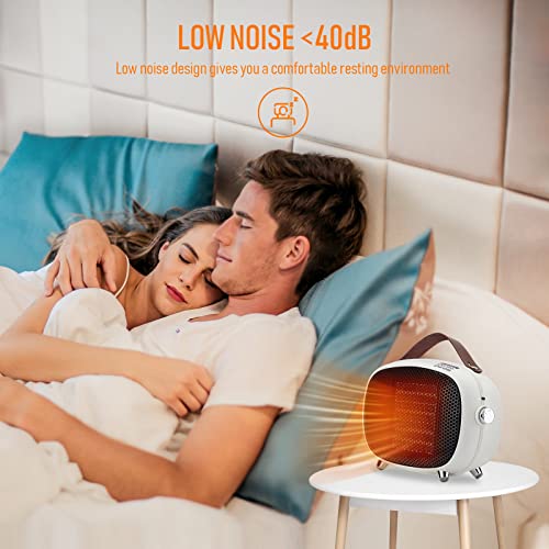 Space Heater, Teioe Mini Electric Space Heater 800W/400W, Small Ptc Ceramic Heater With Tip-Over And Overheat Protection, 3 Operating Modes, Space Heaters For Indoor, Office, Bedroom And Desk (White) #TOP5