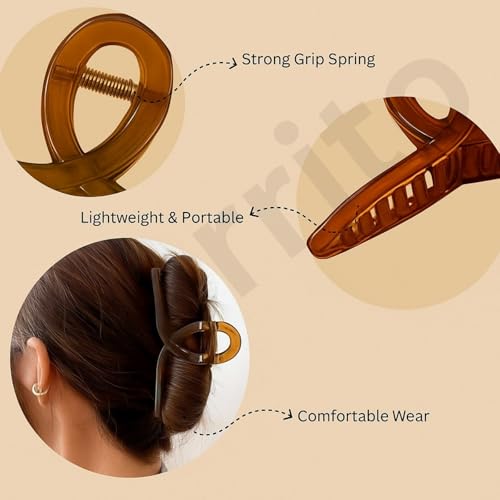 Image of Cerrito 4 Pcs Big Hair Claw Clips, Large Clutchers for Hair, Strong Hold Nonslip Jelly Clip Hair Accessories for Women & Girls with Thick, Thin, Curly, Straight, Multicolor