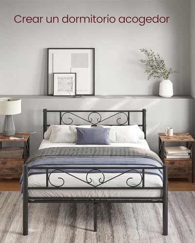 Miniatura 9 de Vasagle Marco De Cama Matrimonio, Estructura De Cama De Metal, Para Colchón De 135 X 190 Cm, Montaje Sencillo, Para Habitaciones Pequeñas, Negro Tinta Rmb066b01