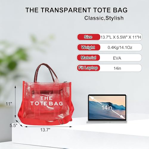 Image of Clear Tote Bag Stadium Events Large Clear Purse for Women Transparent Crossbody Bag for Concert,Work,Beach,Sport