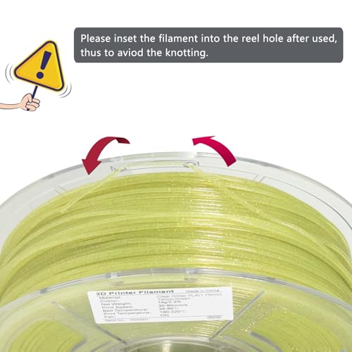 Image of iSANMATE Clear PLA 3D Printer Filament, Transparent Glitter Yellow PLA, 1.75mm Filament 1KG /2.2lb