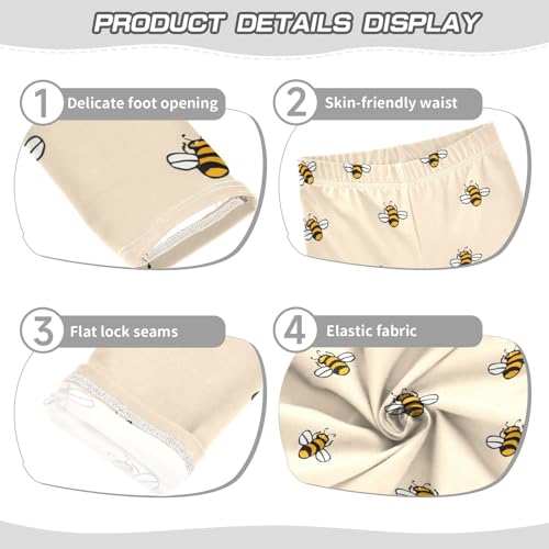 ALAZA Girls' Leggings Children's Yoga Pants Skinny Printed Dance Honey Bee Comfortable 4T2