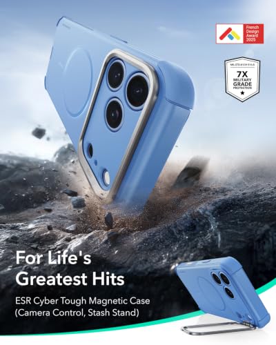 Image of ESR for iPhone 17 Pro Case Flex Stand, for MagSafe, Rugged, Light Blue | Camera Control, 7X Military-Grade Drop Protection, Magnetic Phone Case, Shock-Absorbing Rugged Cover, Dustproof Port Cover
