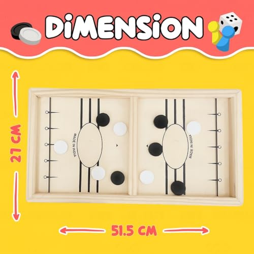 Image of Board Games for Kids | 3 in 1 String Hockey, Ludo & Snake Ladder Wooden Board Game | Indoor Games for Kids & Family | Fast Sling Puck Game, Fun Wooden Home Play Set for All Ages