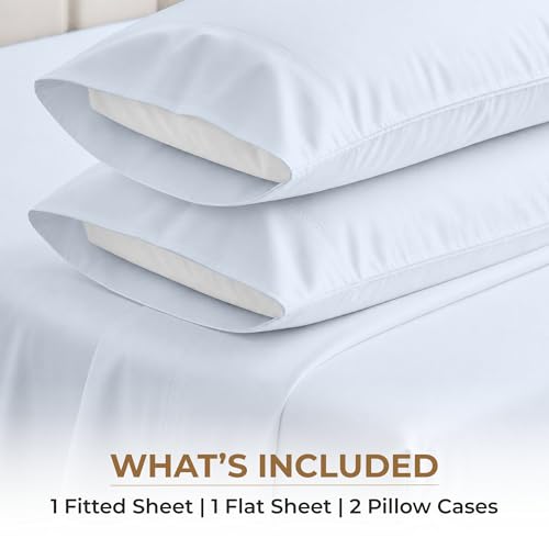 Image of SGI bedding 100% Egyptian Cotton Sheets Twin Size - 600 Thread Count Sheets Set, Soft, Cooling, 15 inch Deep Pocket, Luxury Hotel Bedding, Breathable, Durable - Light Blue