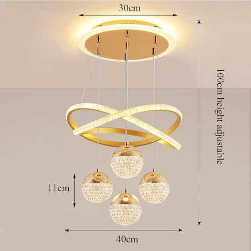 Lustre télécommandé cristal pour table salle à manger moderne - 5