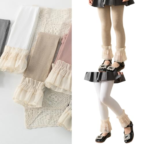 Tights, Girls Cotton Leggings Lace Trim Decor Kids Tights for Spring and Autumn Soft & Comfortable Baby Bottoming2