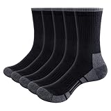 GiveGift Socken Herren Gepolsterte Verstärkte Arbeitssocken Baumwolle Crew Sportsocken, Wandersocken mit Dicke Frotteesohle, Atmungsaktiv Herrensocken WORK Socken für Herren 44-49, Schwarz 5 Paar