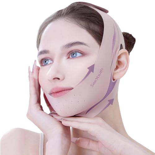 V Line Lifting Mask Chin strap for sleeping, Reusable Face Slimming Strap, V Line Mask, Face Lift Prevent Sagging, V Line Lifting Mask for Women,Jaw Exerciser,Pink