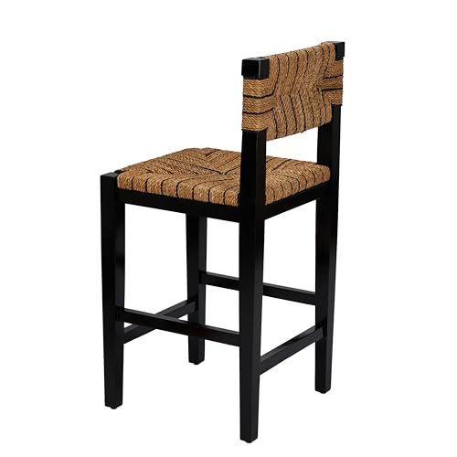 Creative Co-Op Willowbrook Solid Wood and Natural Woven Seagrass Rope Counter Height Stool, Mahogany Black Finish by Creative Co-Op - Image 6