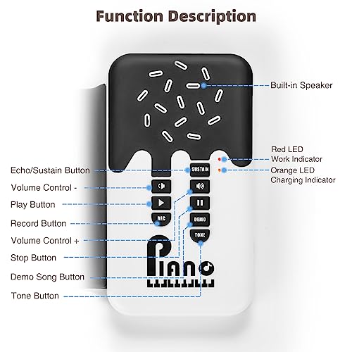 Pogolab 49 Key Roll Up Keyboard Piano, Portable Digital Electric Foldable Piano Keyboard, Rechargeable, 8 Tones, 6 Educational Demo Songs, For Beginners Adults Gift (Rainbow) #TOP5