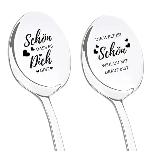 Vroxdrez Geschenke für Beste Freundin, 2 Stück Multifunktionaler Edelstahl Löffel mit Gravur, Ostergeschenke für Erwachsene, Geschenk für Frauen,...