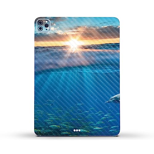 Image of MightySkins Carbon Fiber Skin Compatible with Apple iPad Pro 11 inch M2 4th Gen (2022) Full Wrap Kit - Tranquil Swim | Protective, Durable Textured Carbon Fiber Finish | Easy to Apply | Made in The USA