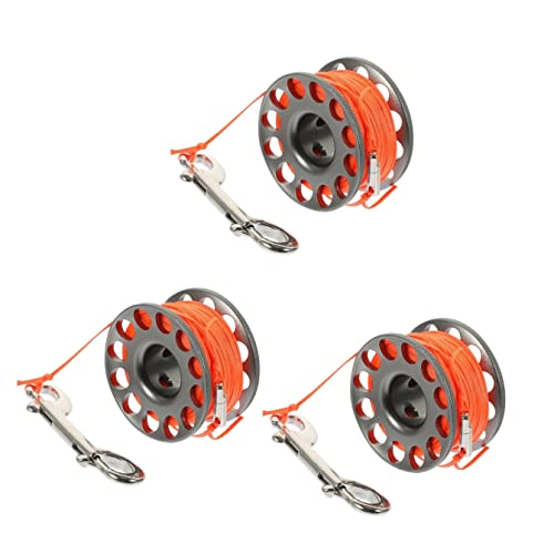 INOOMP 3rolls Professional Diving Spool Reel Rope Reel for Underwater Use Lightweight Diving Accessory Sturdy Snap Clip Snorkeling and Underwater Exploration