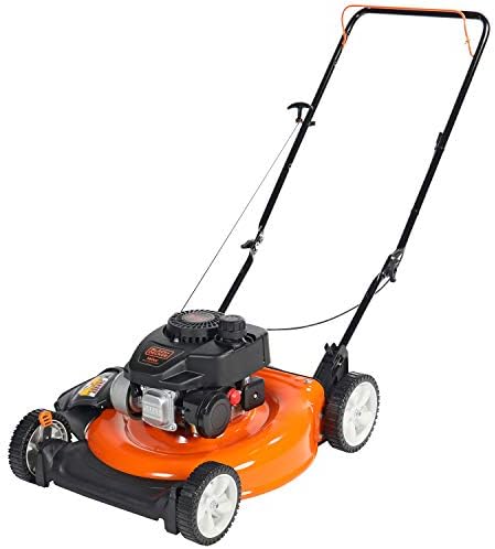 BLACK+DECKER 140cc OHV 21-Inch 2-in-1 Walk-Behind Push Gas Powered Lawn Mower - Perfect for Small to Medium Sized Yards - Side Discharge and Mulching Capabilities, Black and Orange