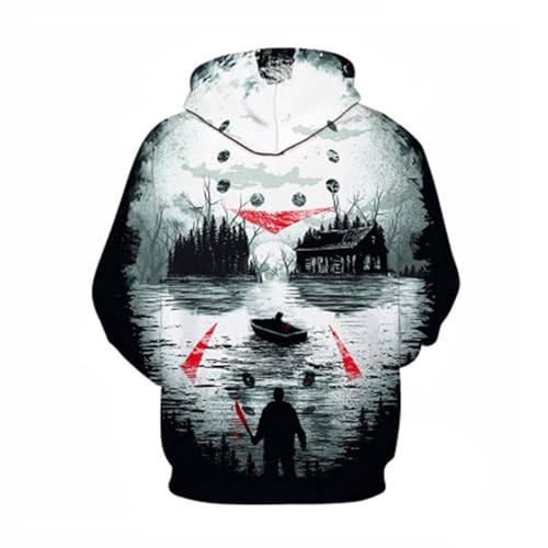 Ymosrh Men's Hooded Sweatshirt Long Sleeve Sweater Pullover Loose Hoodie Top 3D Printed Graphic Halloween Hoodies2