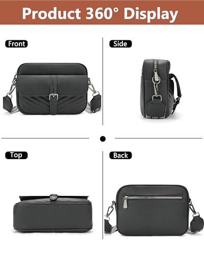 Image of Crossbody Bags for Women,Multi-Pocket Leather Crossbody Purse | RFID Blocking Pockets,Fits iPad,Adjustable Wide Strap,Quilted Exterior,8 Card Slots,Gift Ready