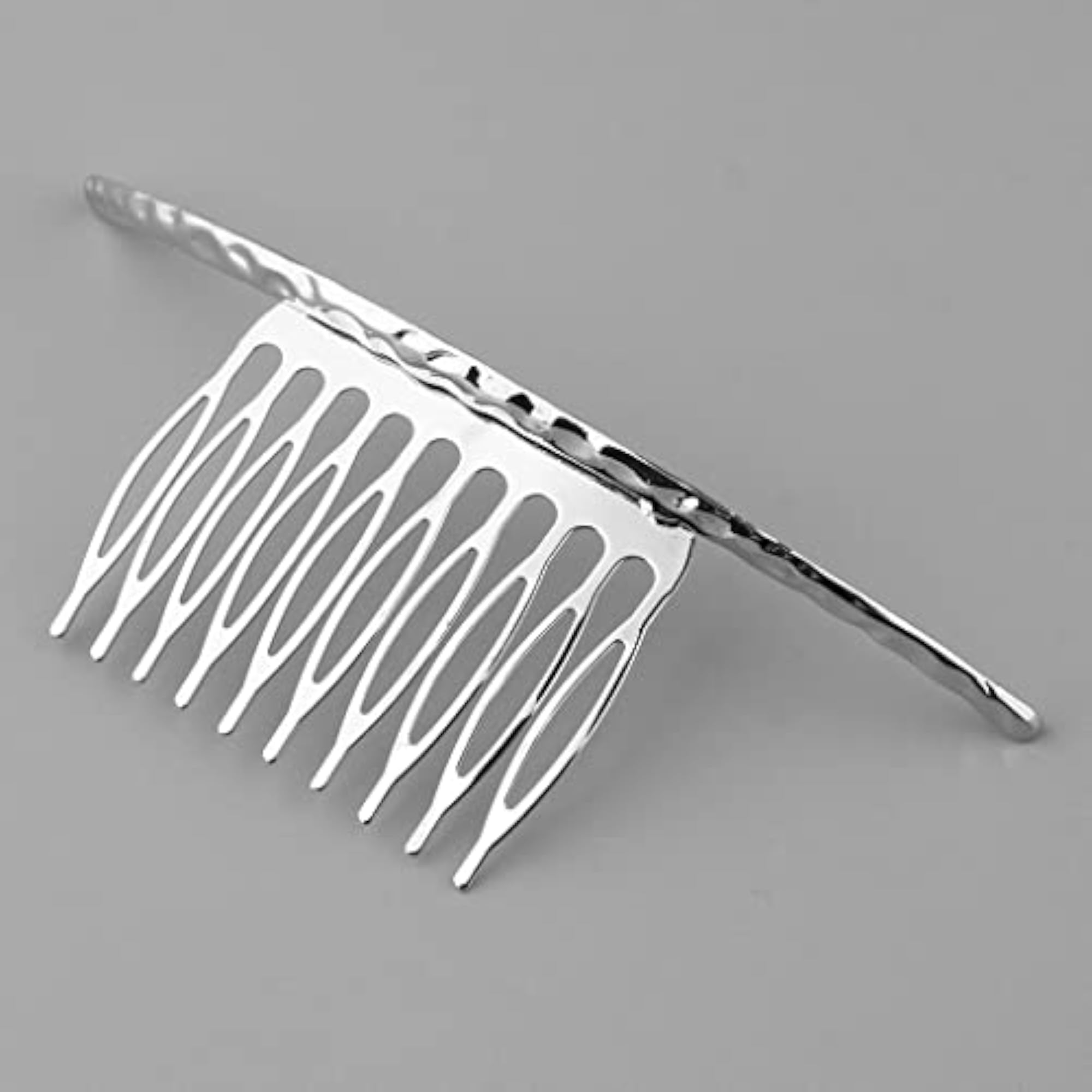 3pc Retro Blank Metal Hair Comb Clips, Silver