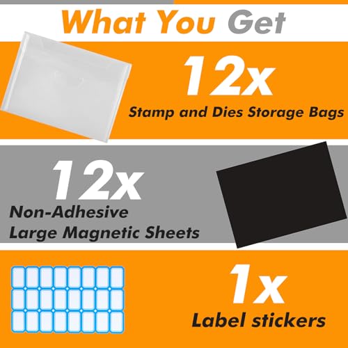 GcFoir 24 PCS Large Magnetic Sheets for Dies Storage 8.5 x 12 Inch Die Cut Storage Envelopes 1mm Magnetic Sheets & Die Storage Sleeves with Name Tab, Die Storage Set for Scrapbookers & Card-Makers by GcFoir - Image 2