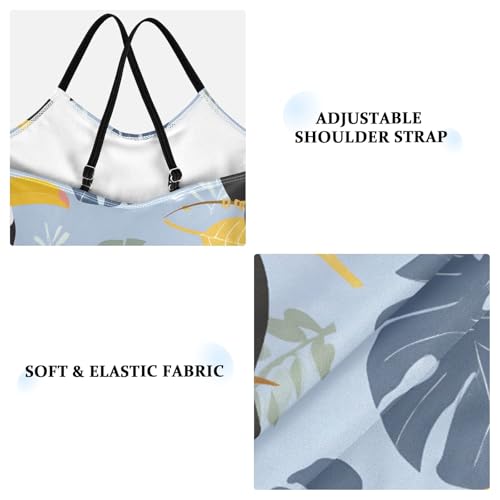 Girls Swimsuit Toucan Leaf Pattern One Piece Swimwear3