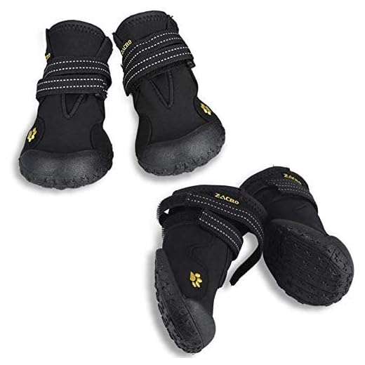 Zacro 4pcs Botas Perros,Protectores Patas para Perro, Zapatos Impermeable para Mediano y Grandes Perros,de 2 Reflecante Bandas,Suela Antideslizante y Estable,Negro,6#