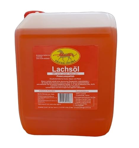 Horse-Direkt Premium 5 L Lachsöl Für Hunde & Katzen Kanister - Ohne Zusatz, Fischöl Mit Omega -3 und Omega -6 Fettsäuren, Barf Öl Ergänzung, Leckeres Naturprodukt Cover