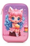Estojo Infantil 3D em EVA Unissex com 3 Compartimentos – Estojo Escolar Grande para Lápis, Canetas e Acessórios | Porta-Canetas Fofo Resistente, Volta às Aulas (Menina Cupcake)