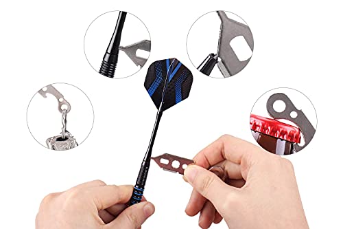 Foto von Grebarley Dartpfeile mit Metallspitze,6 Stück 20 Gramm und 6 Stück 22 Gramm,Profi Steeldarts 18 Aluminium Schaft mit 9 Flights 20 Orings