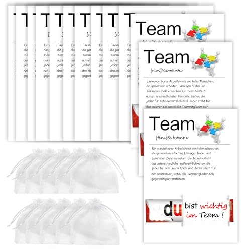 MKISHINE 20 Teamkarten für duplo Schokolade, Geschenke für Kollegen, Abschiedskarten für Büro und Arbeit, Dankeschön-Geschenke für Mitarbeiter, kleine Dankeschön-Karten für Kollegen