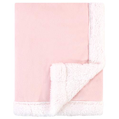 Image of Hudson Baby Unisex Baby Plush Mink and Sherpa Blanket, Light Pink White, One Size