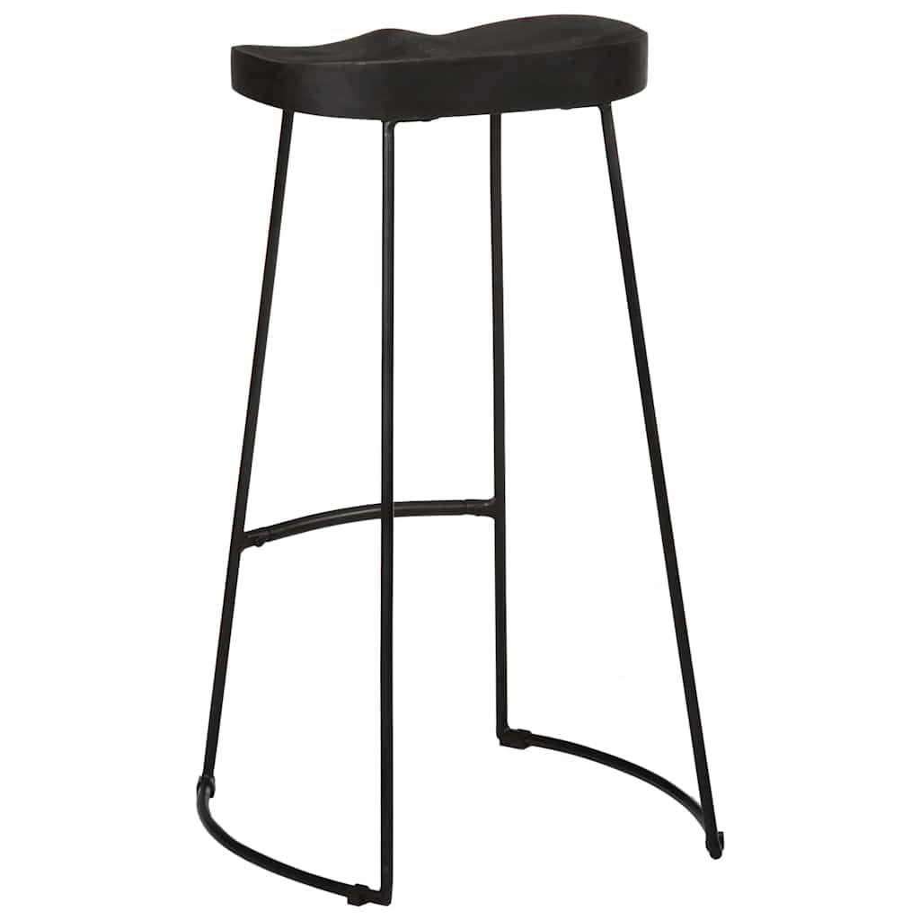 Taburete de Barra Alto Moderno con Estructura de Madera de Mango Sólida y Patas de Metal Resistente para Cocina, Bar o Restaurante | Reposapiés Integrado y Soporte Estable