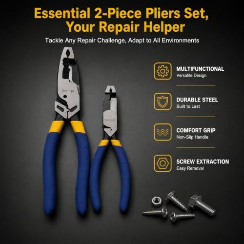 6" & 9" Multi-Function Screw Extractor Pliers, Upgrade Non-Slip Screw Removal Tool, Extracts Stripped, Broken, Rusted Screws,Screw Pliers for Tightening, Loosening and Gripping Nuts and Bolts - 5