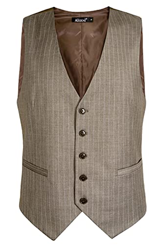 Image of Alizeal Mens Pinstripe Business Vest Formal Fit