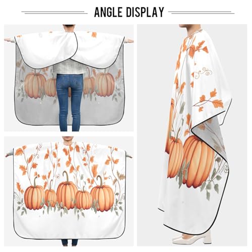 Capa para cortar cabello impermeable profesional para barbería con cierre de broche ajustable y diseño de calabaza con hojas miniatura 5