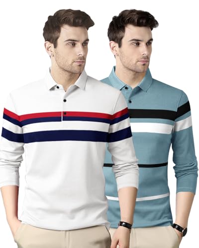 Image of Noble Monk Men's Polycotton Regular Fit Full Sleeves Polo T-Shirt