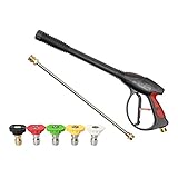 Lo que obtienes: este kit de lavado a presión incluye pistolas de pulverización, varita, 5 puntas de pulverización de desconexión rápida y dos adaptadores de manguera. Mango de seguridad de bloqueo, 4000 PSI viene con M22 para pistolas de pulverización y pistolas de pulverización para conexiones de manguera. Varita / Lanza – 16 pulgadas de longitud.