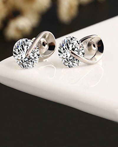 Crystal Stud Earrings Platinum Plated Stylish
