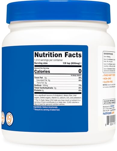 Nutricost Sodium Bicarbonate (2 LB) - 600mg Per Serving, Non-GMO, Gluten Free