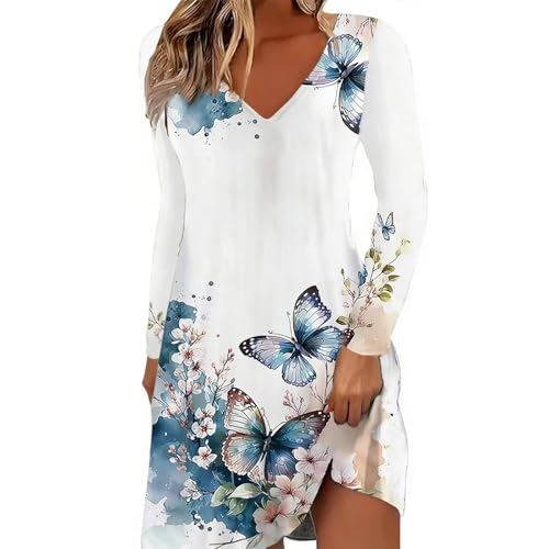 Robe décontractée longue avec col floral chic et tunique confortable de tous les jours