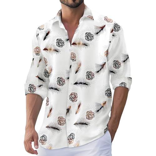 Chemise homme rose mélange coton manches longues vêtement décontracté uni