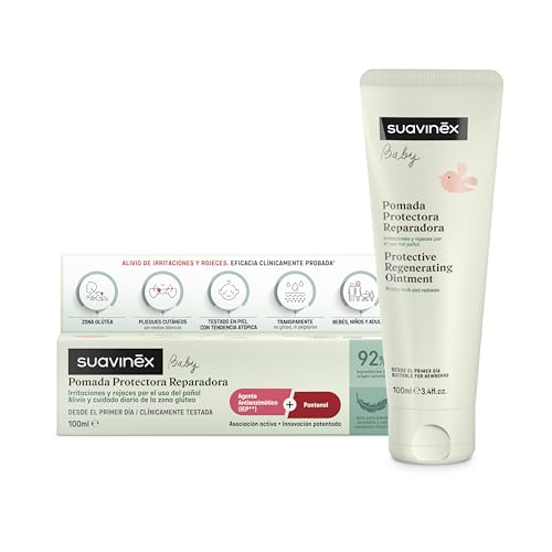 Suavinex, Pomada Protectora Reparadora, Crema Pañal Bebé, Dermatitis del Pañal, Repara y Previene Irritaciones, Apta Pieles Sensibles y Atópicas, 92% Ingredientes Origen Natural, 100 ml